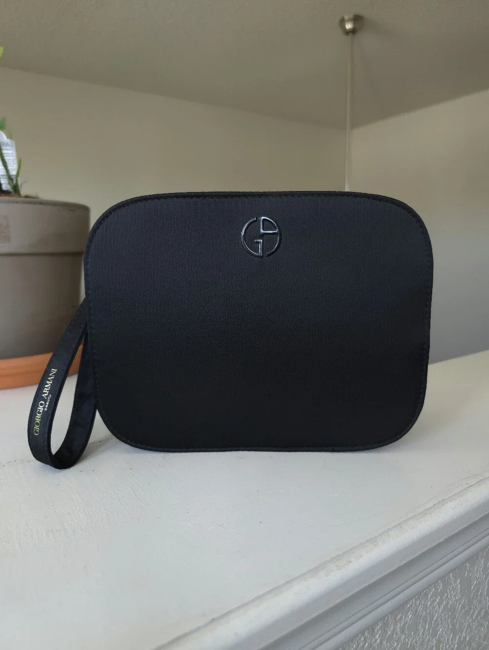 Giorgio Armani Beauty Black Toiletry Cosmetic Case Wristlet Pouch